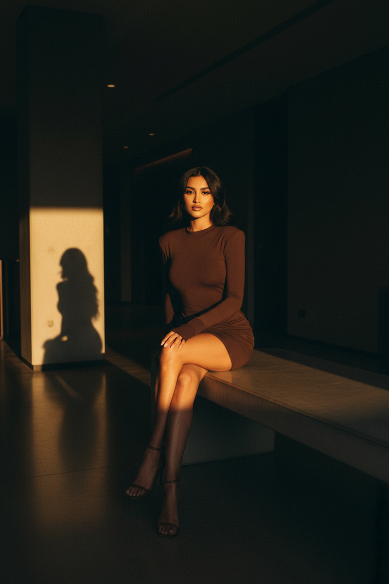 The Espresso Draped Mini — Chiaroscuro Evening Mood, Brown